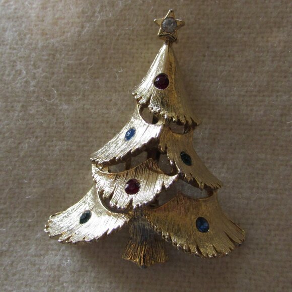 Vintage 1960s JJ (The Jonette Jewelry Company) Christmas Tree Pin - Picture 11 of 15
